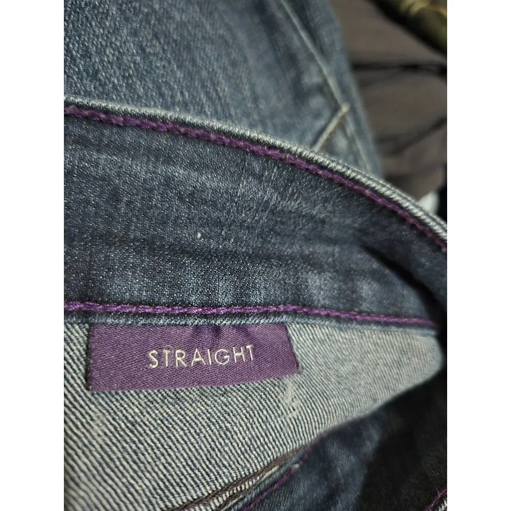NYDJ Women Lift Tuck Technology Burbank Straight Denim Blue Jeans Size 8 Stretch